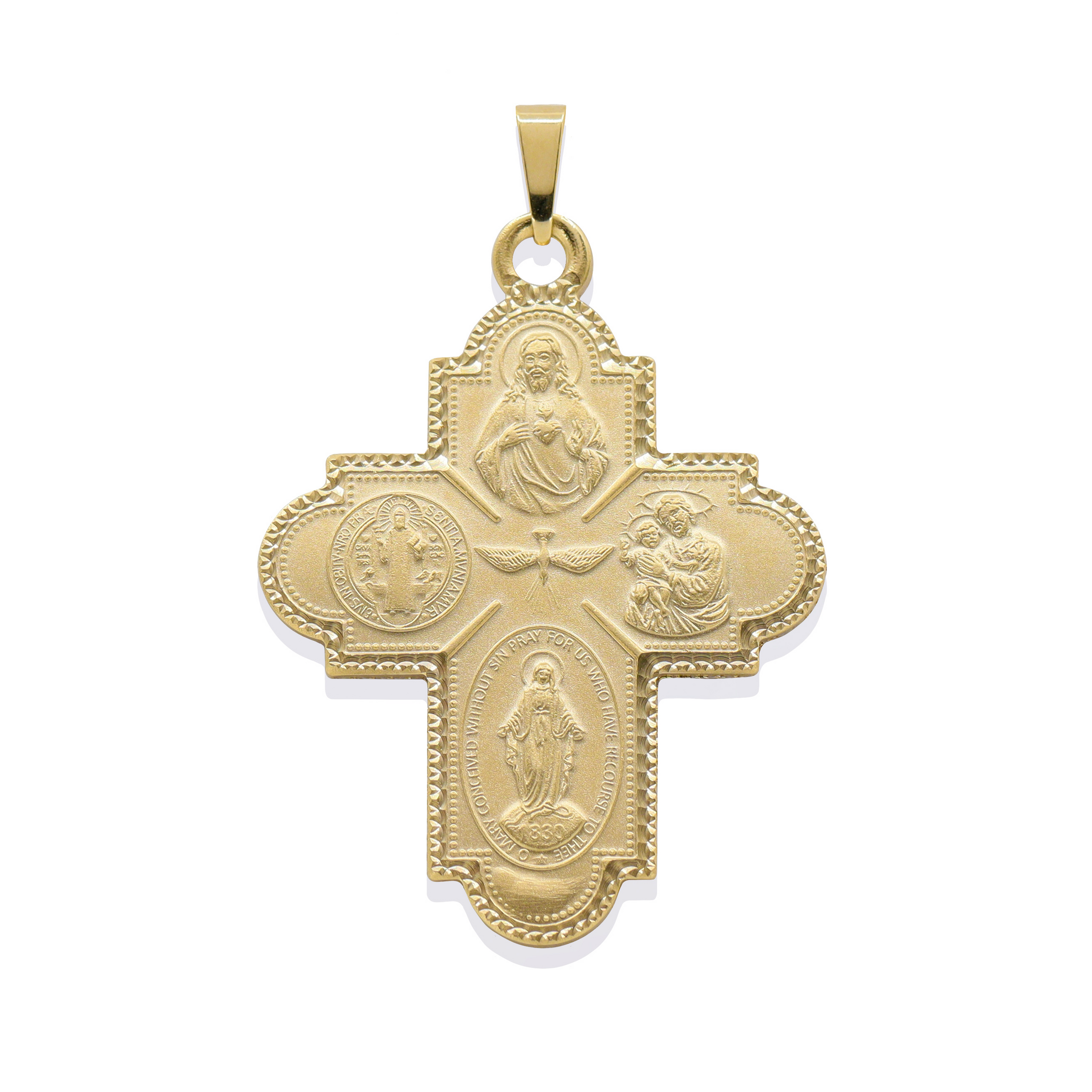 Front View Product Image of Holy Spirit Pendant Matte 14k Gold