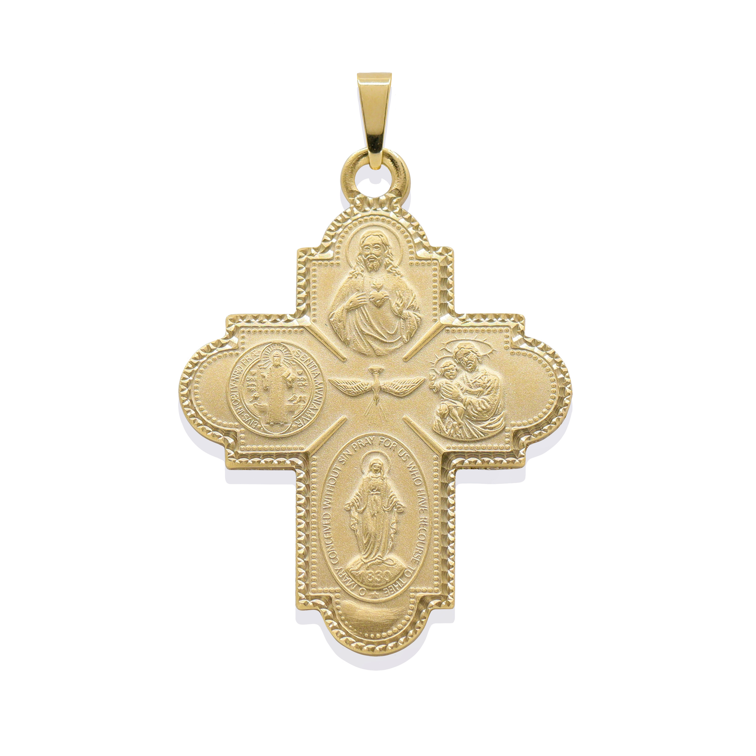 Front View Product Image of Holy Spirit Pendant Matte 14k Gold